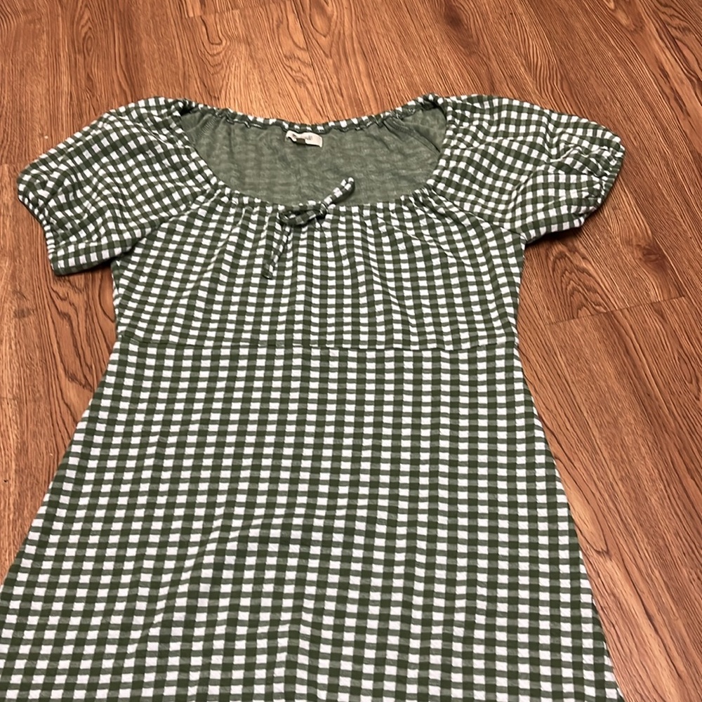 MADEWELL Women's Green/White Checkered Dress Size Medium - Picture 4 of 11
